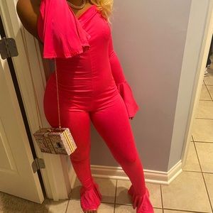 Pink open back  jumpsuit